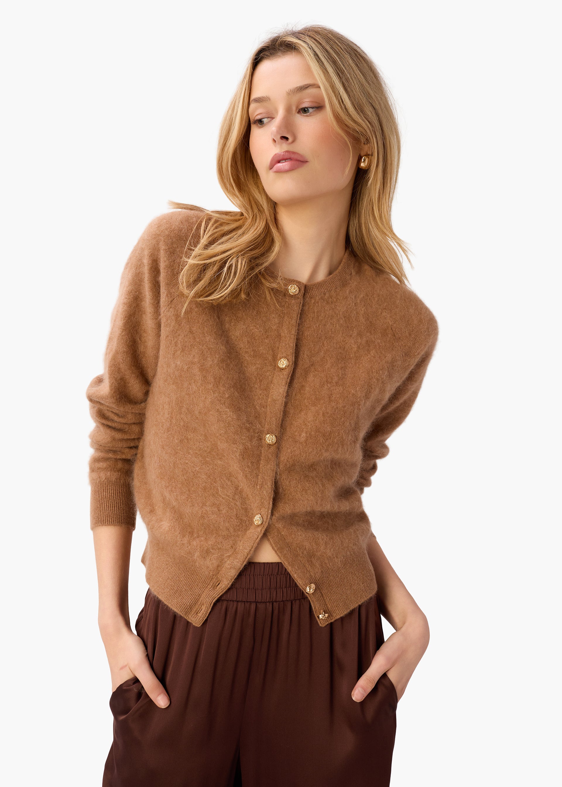 カーディガン arguecotton cashmere cardigancamel Camel | Gassato Lightweight Cashmere Swing Cardigan | Pure Collection