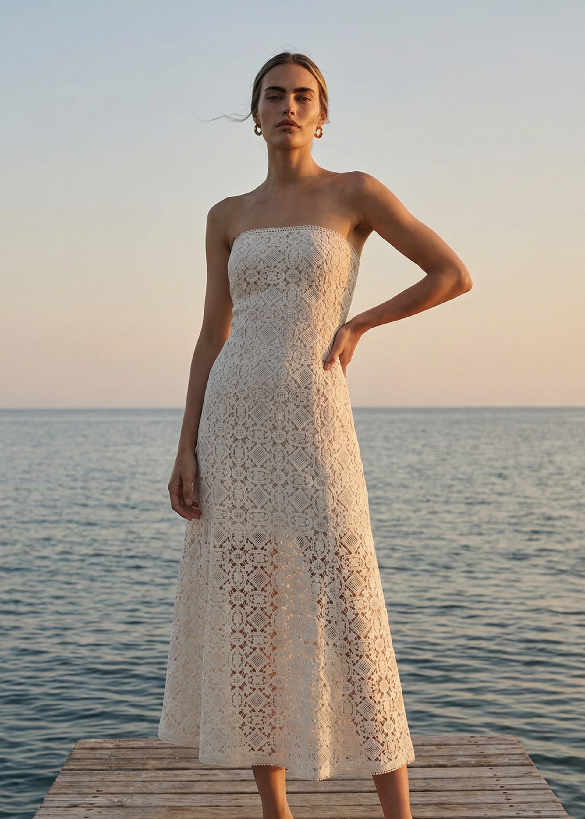 CAMI NYC Lisboa Strapless Crochet Dress in Cream CAMI NYC Lisboa Strapless Crochet Dress in Cream