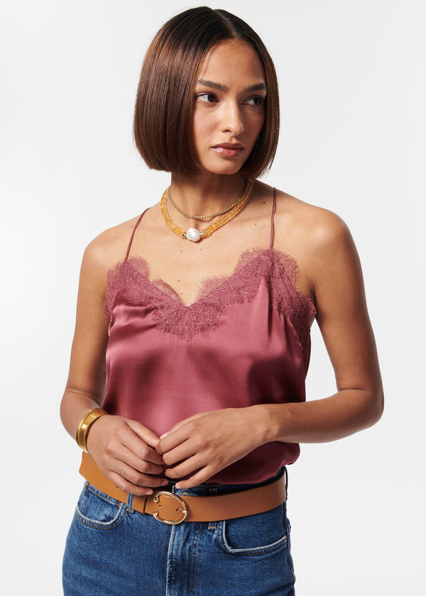 Racer Charmeuse Camisole Rosewood