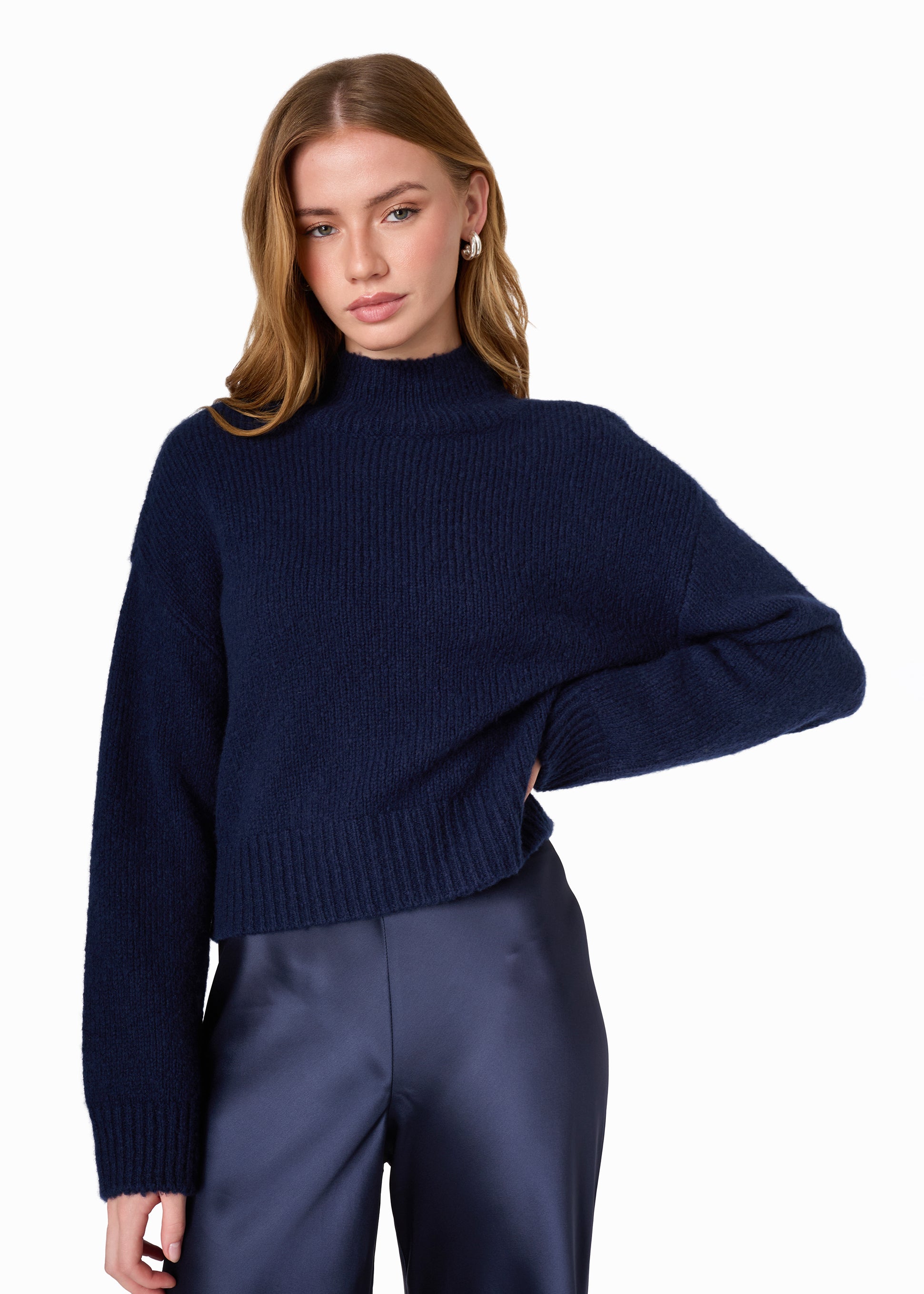 Catherine Cashmere Cropped Sweater Navy