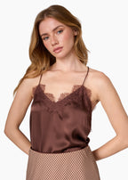 Racer Charmeuse Camisole Chocolate
