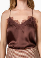 Racer Charmeuse Camisole Chocolate
