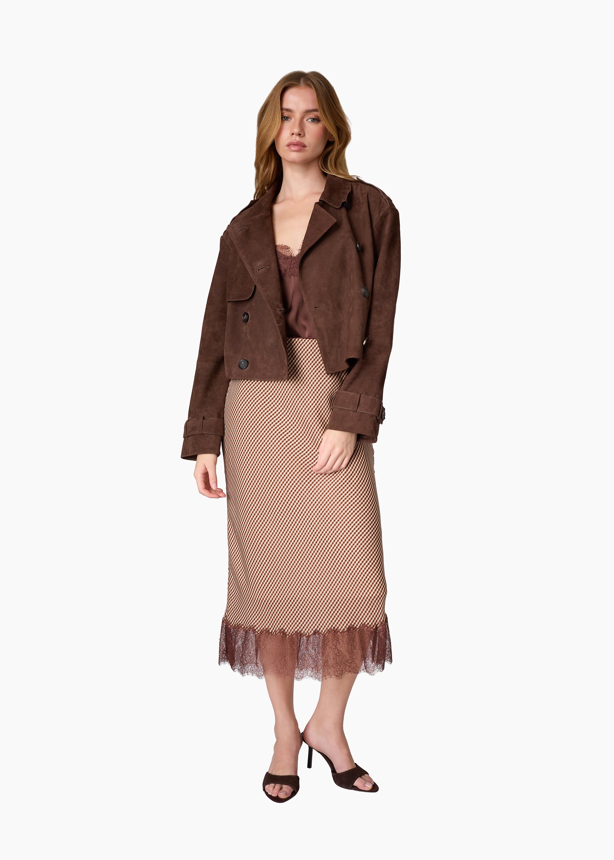 Saskia Suede Jacket Dark Umber