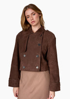 Saskia Suede Jacket Dark Umber