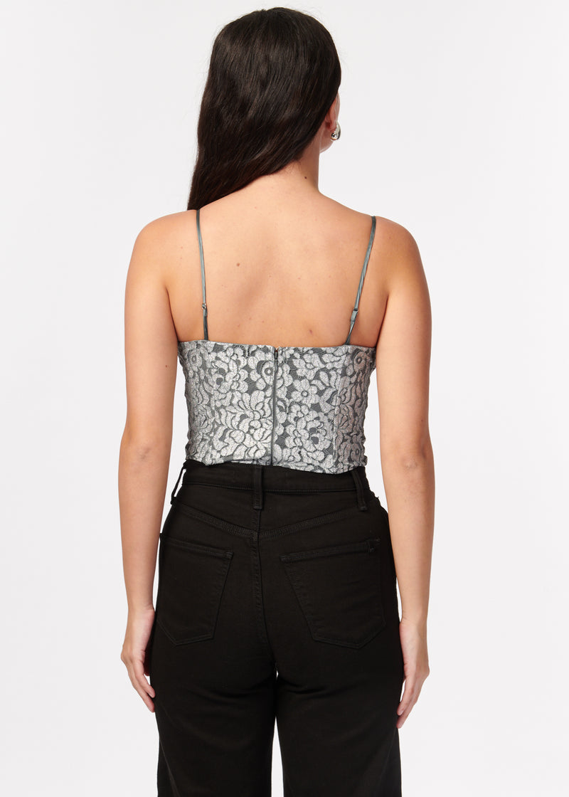 Reina Metallic Bodysuit Silver