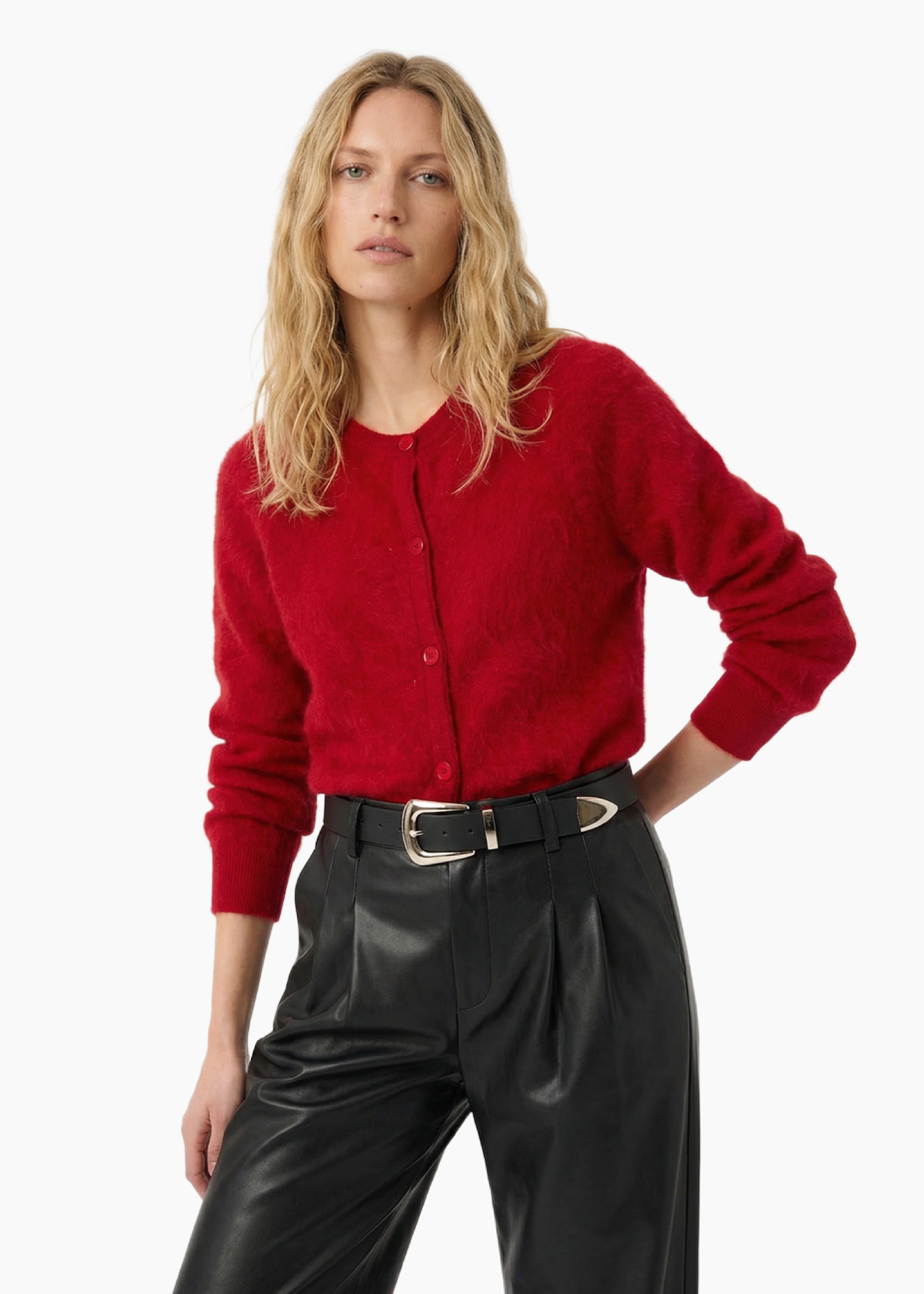 Dorian Cashmere Cardigan Poppy – CAMI NYC