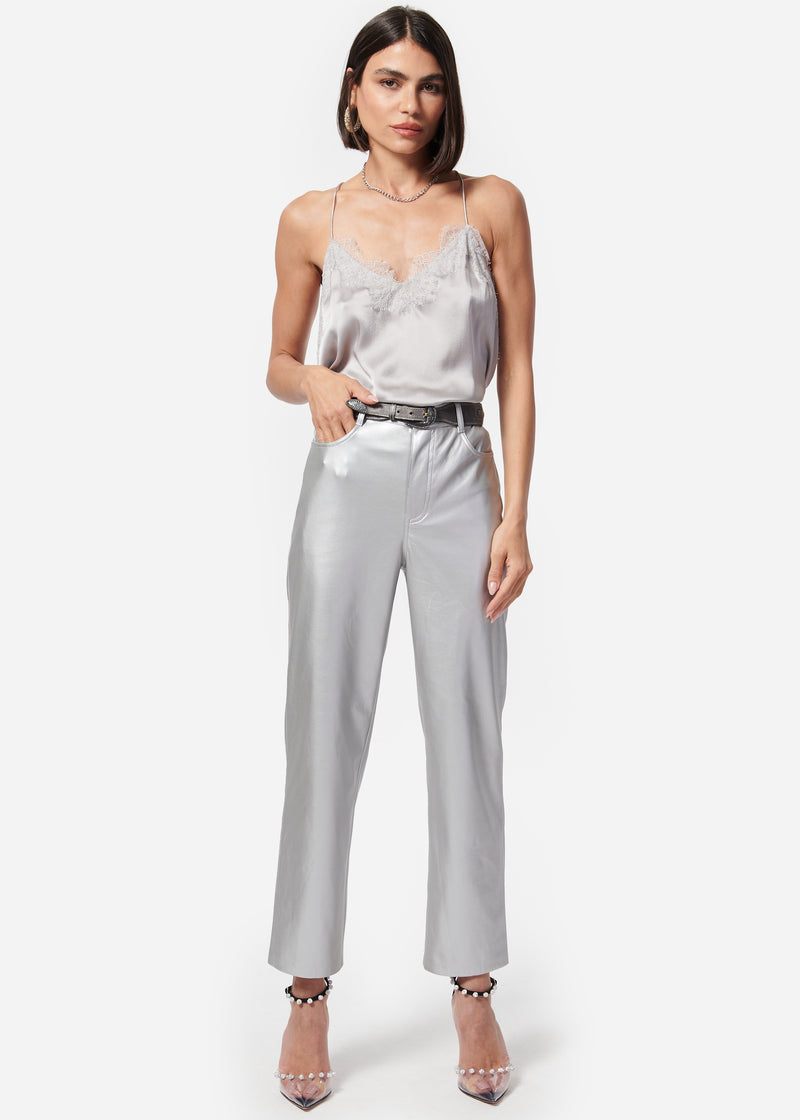 Hanie Vegan Leather Pant Silver