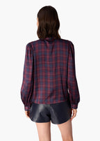 Rema Charmeuse Top Plum Plaid