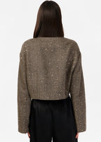 Serrano Sequin Tweed Cropped Jacket Black and Tan