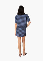 Hearst Cotton Mini Skirt Navy Plaid