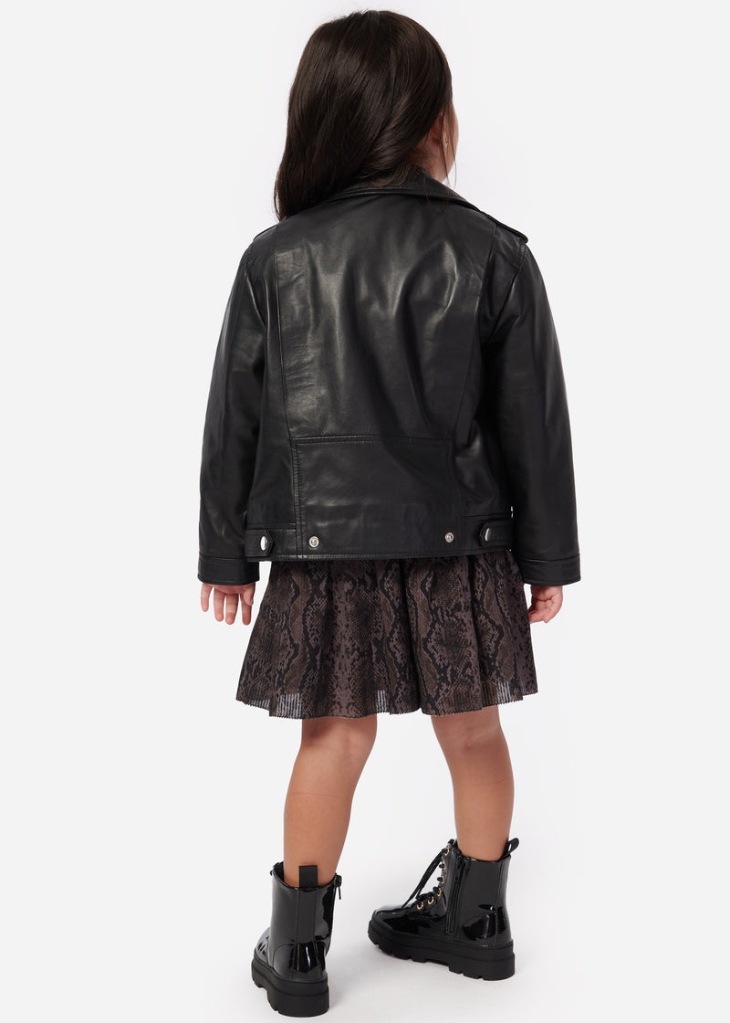 Kids Kali Genuine Leather Jacket Black