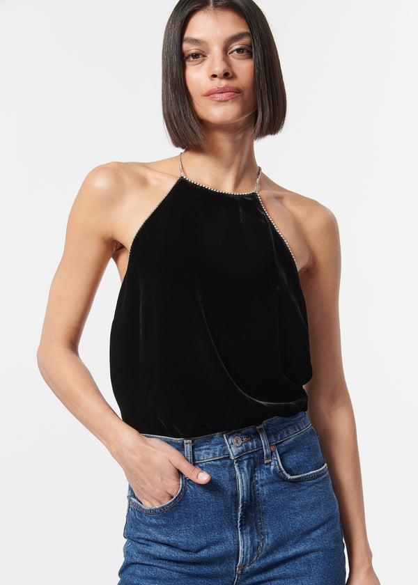 Nashra Velvet Cami Black