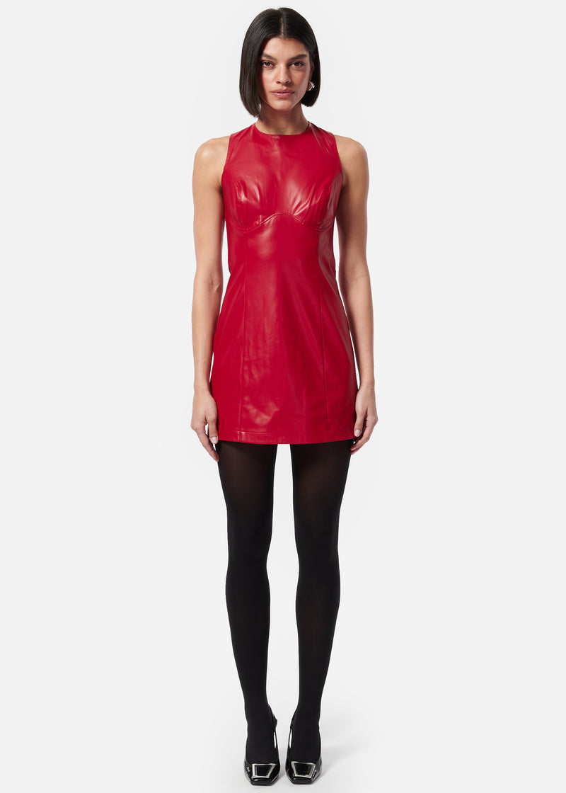 Juvia Vegan Leather Dress Scarlet