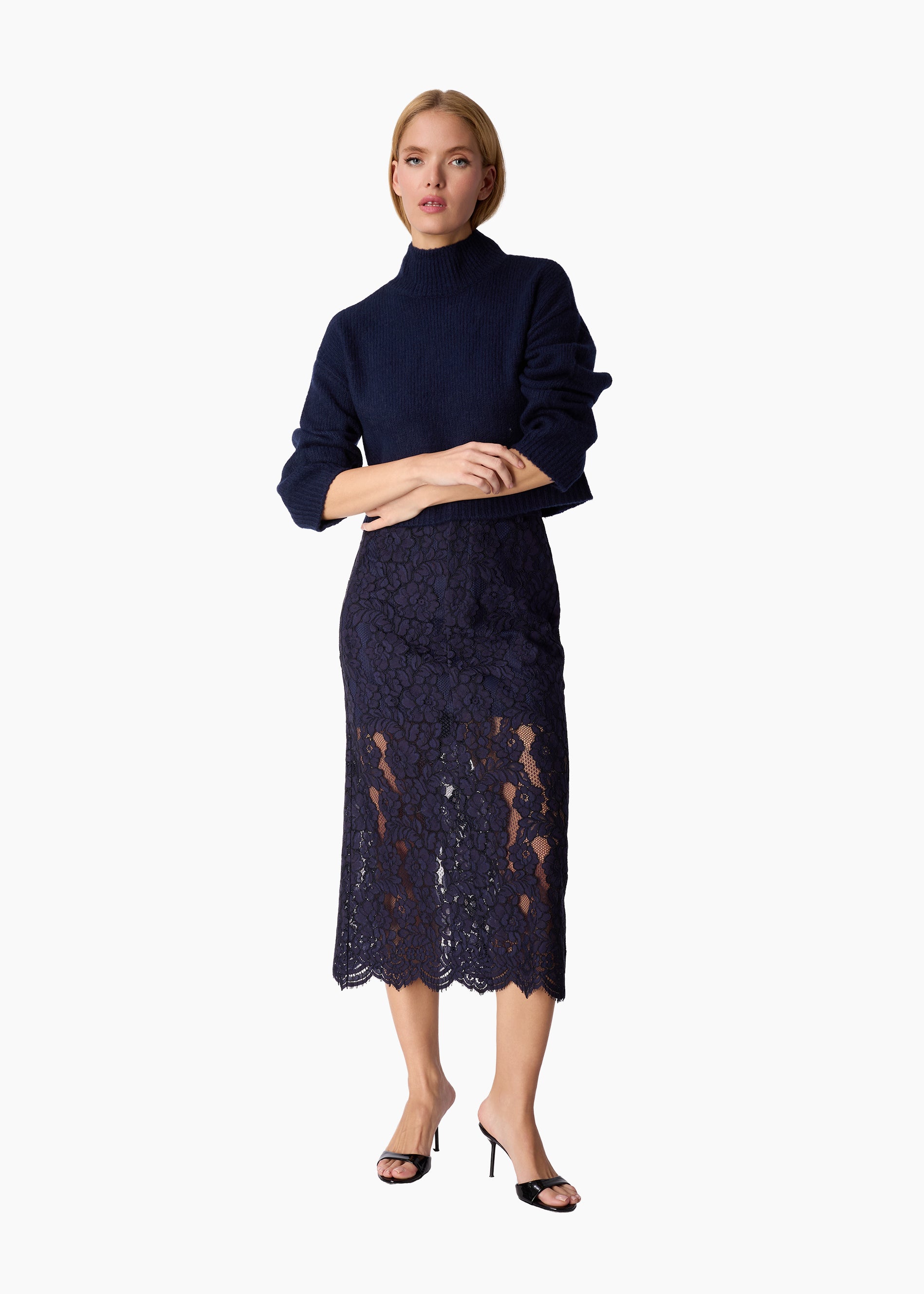Catherine Cashmere Cropped Sweater Navy