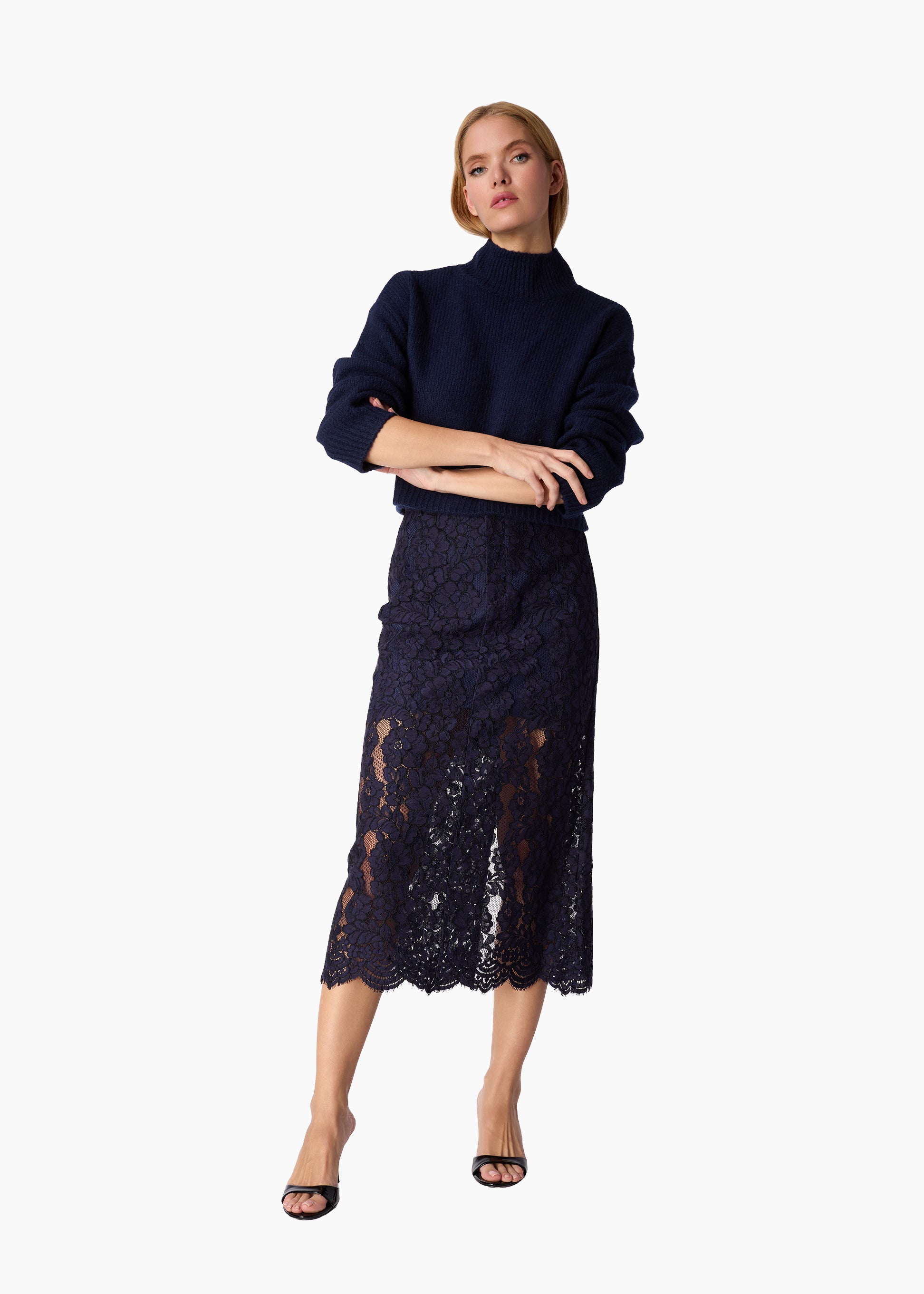 Catherine Cashmere Cropped Sweater Navy