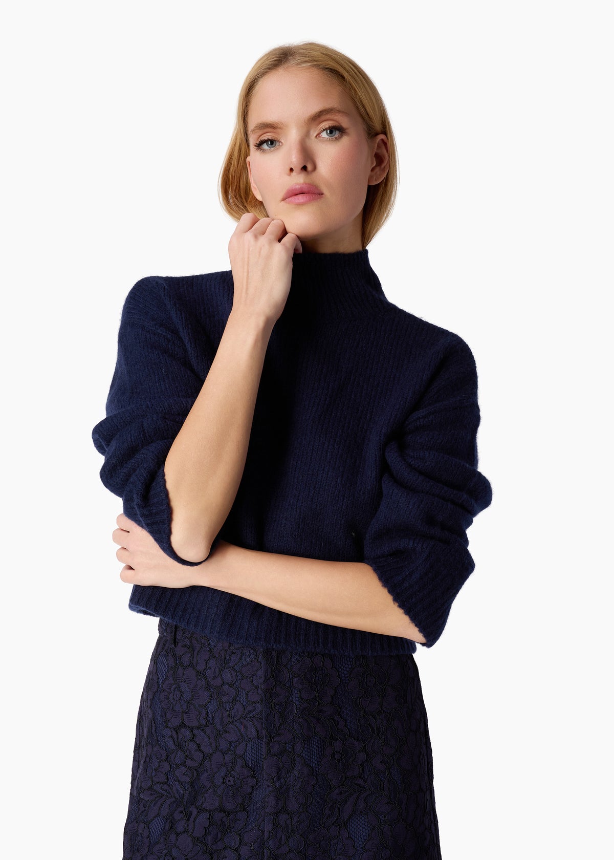 Catherine Cashmere Cropped Sweater Navy