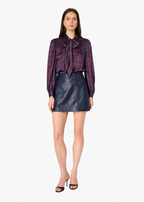 Rema Charmeuse Top Plum Plaid