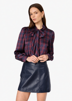 Rema Charmeuse Top Plum Plaid