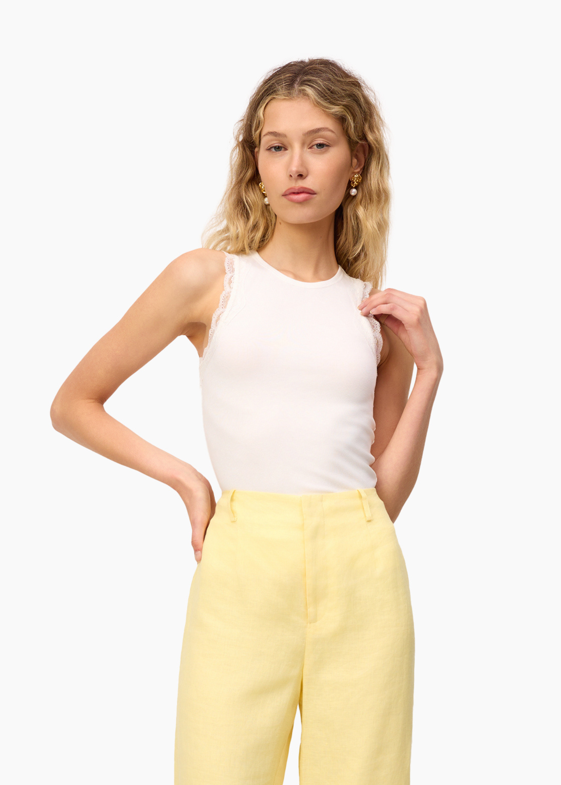 cami nyc Rian Rib Knit Tank White