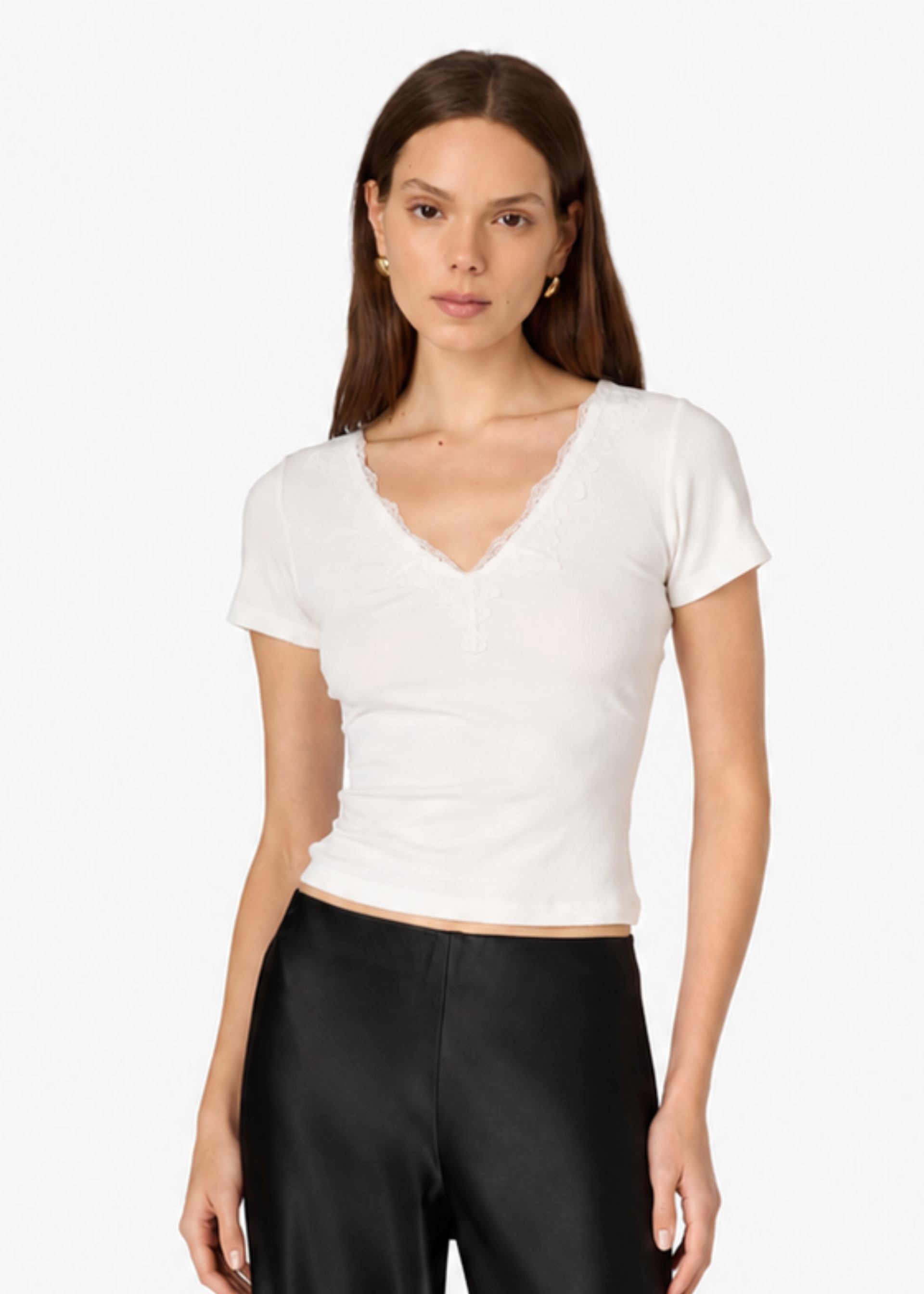 Sana Rib Knit Tee White – CAMI NYC
