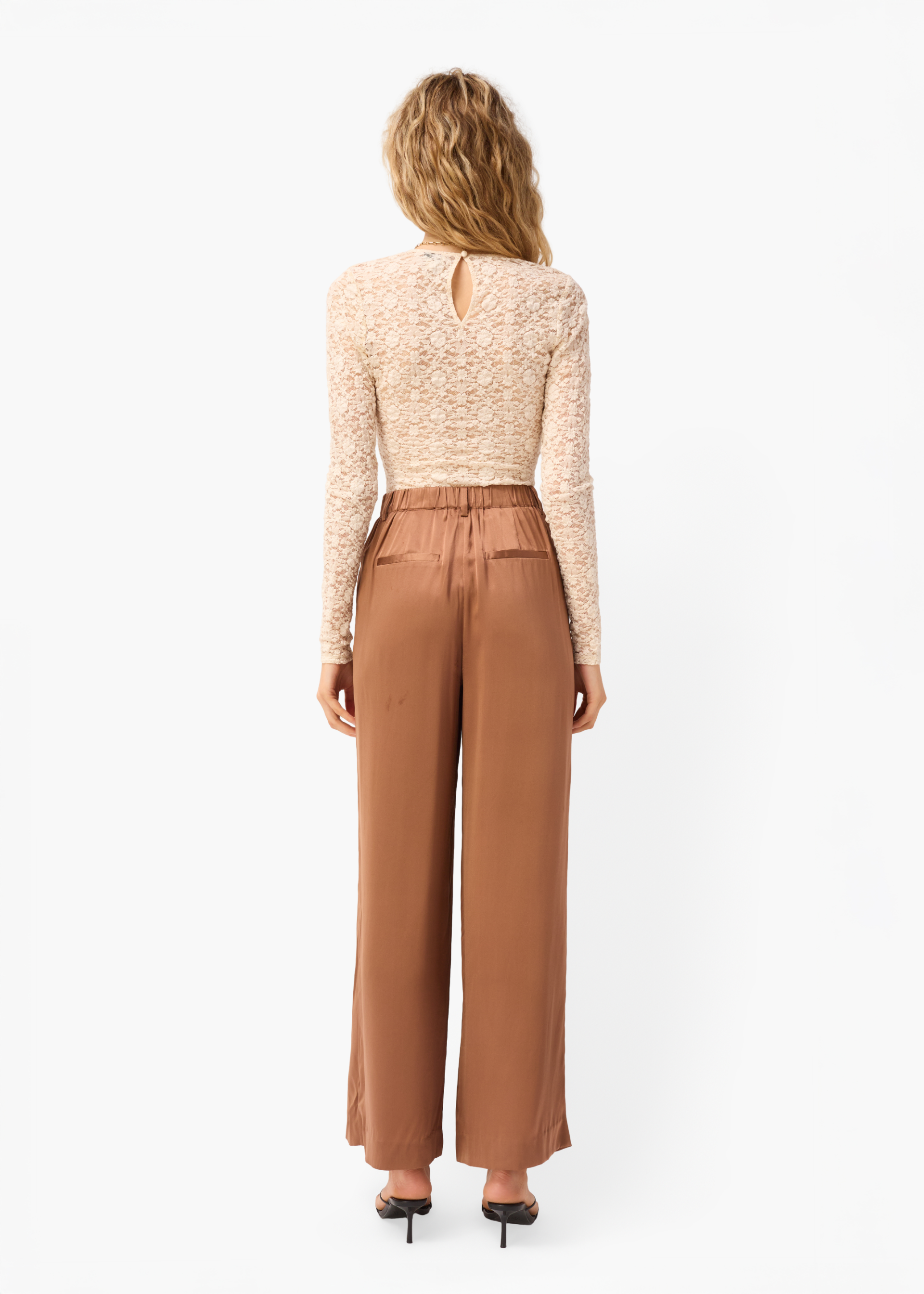 Fabian Wide Leg High Rise Pant Carob
