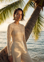 Meli Stretch Lace Top Bone
