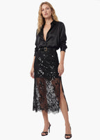 Aylin Sequin Lace Midi Skirt Black