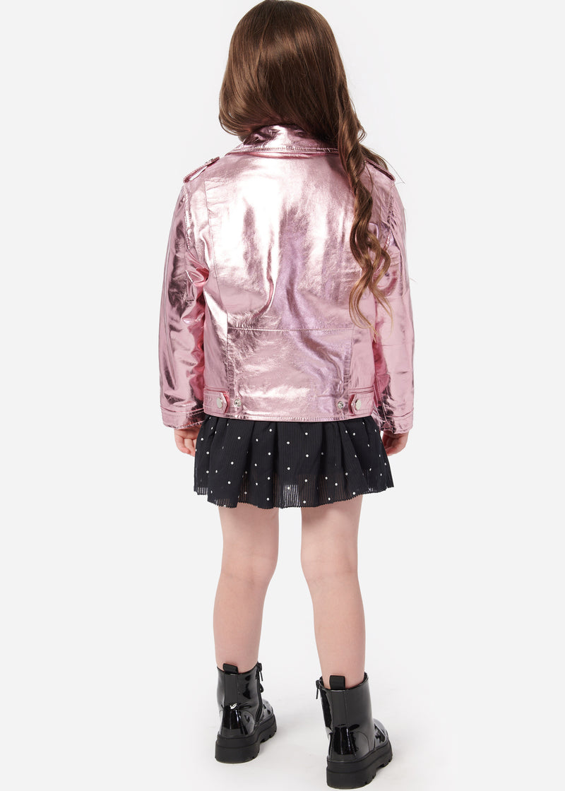 Kids Kali Genuine Leather Jacket Rose Gold
