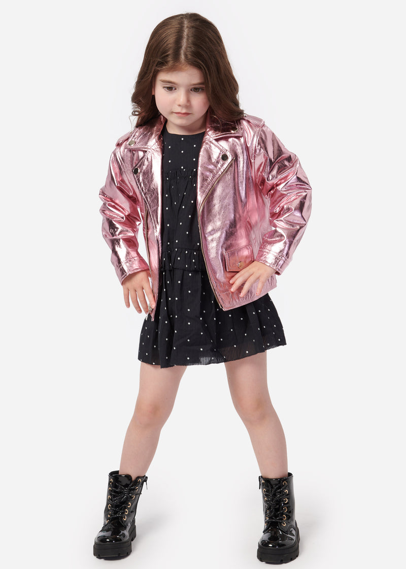Kids Kali Genuine Leather Jacket Rose Gold