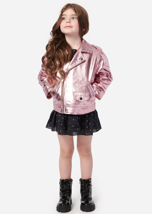 Kids Kali Genuine Leather Jacket Rose Gold