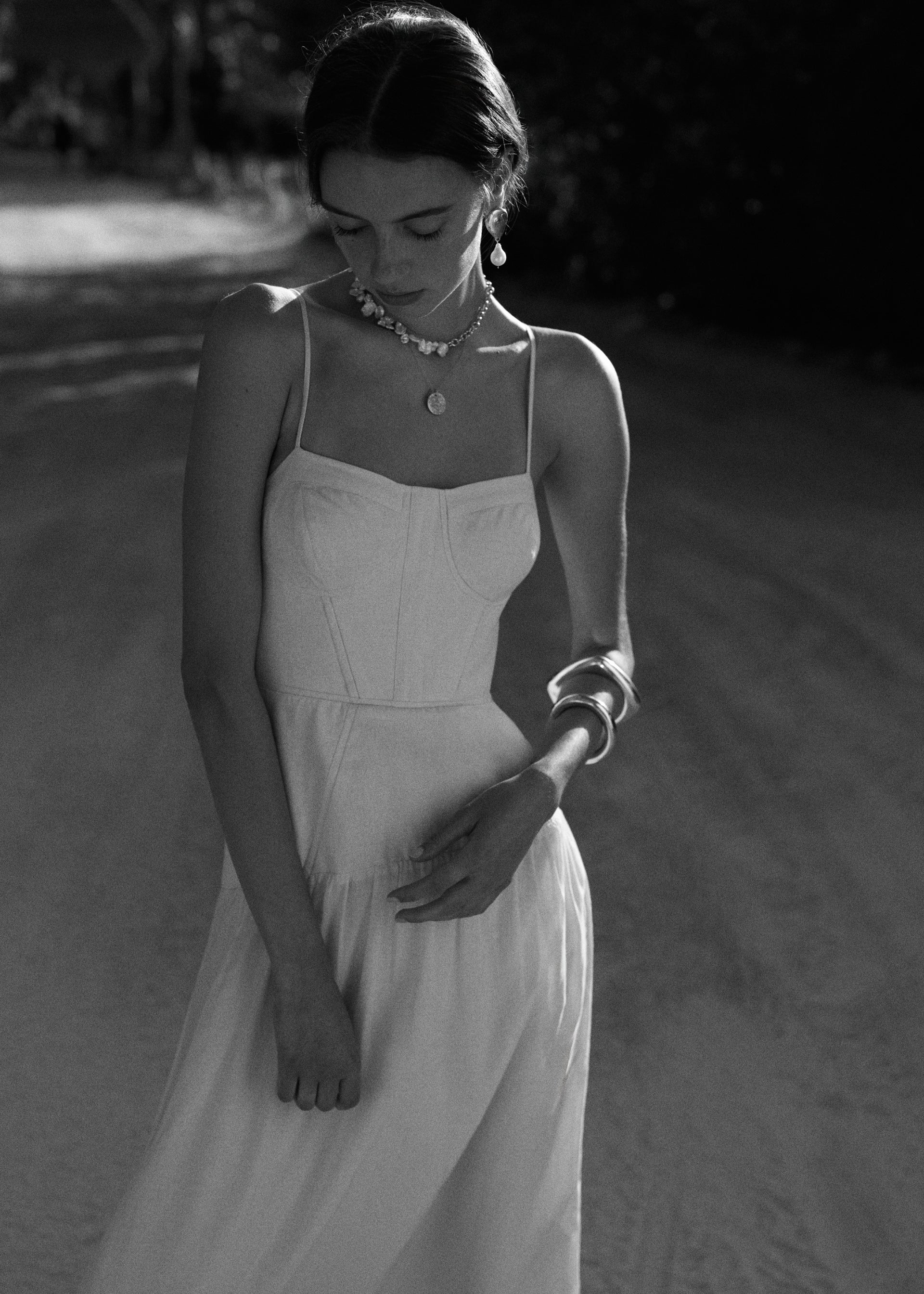 Palermo Linen Corset Dress Bone
