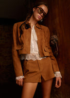 Sullivan Suede Cropped Jacket Cognac