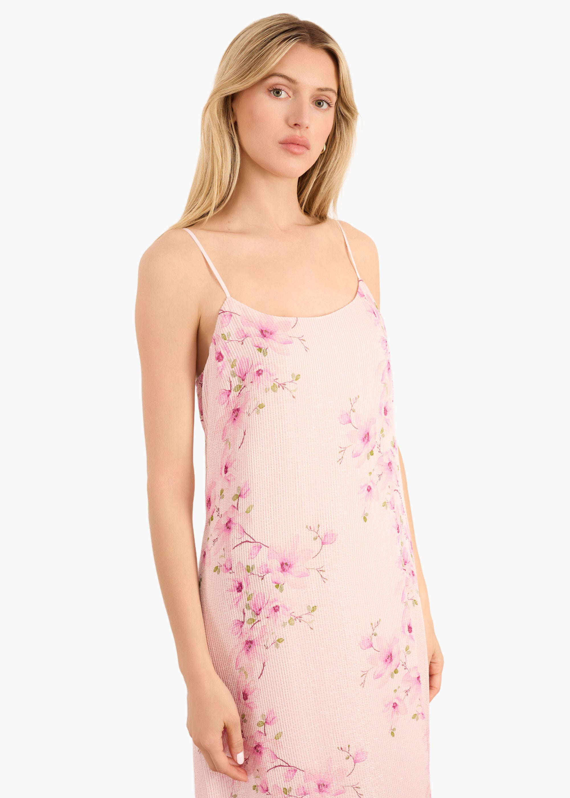 Luz Metallic Chiffon Maxi Dress Aurora Blossom Aurora Blossom / S Luz Metallic Chiffon Maxi Dress Aurora Blossom Aurora Blossom / S