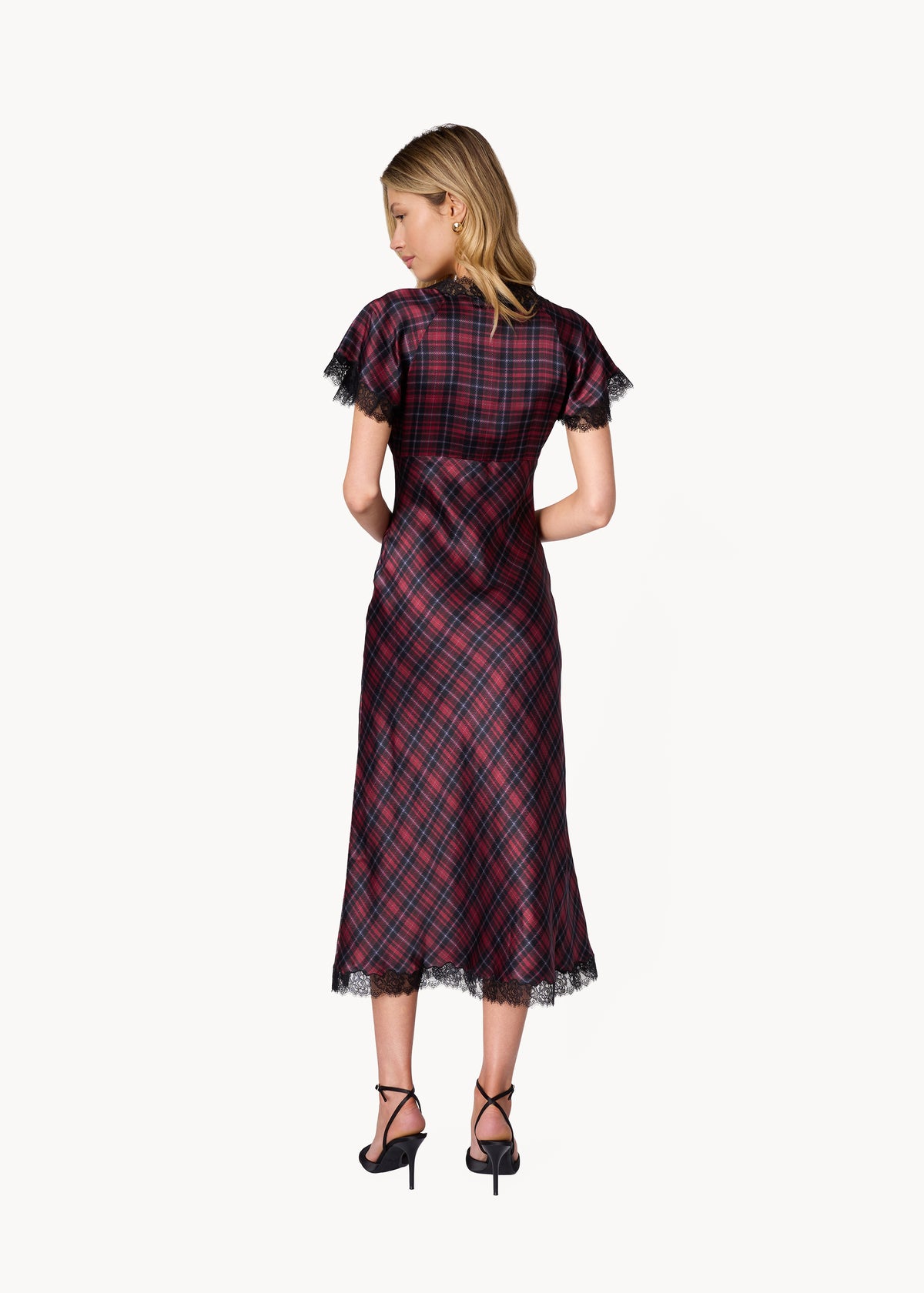 Sandie Silk Midi Dress Tartan Plaid