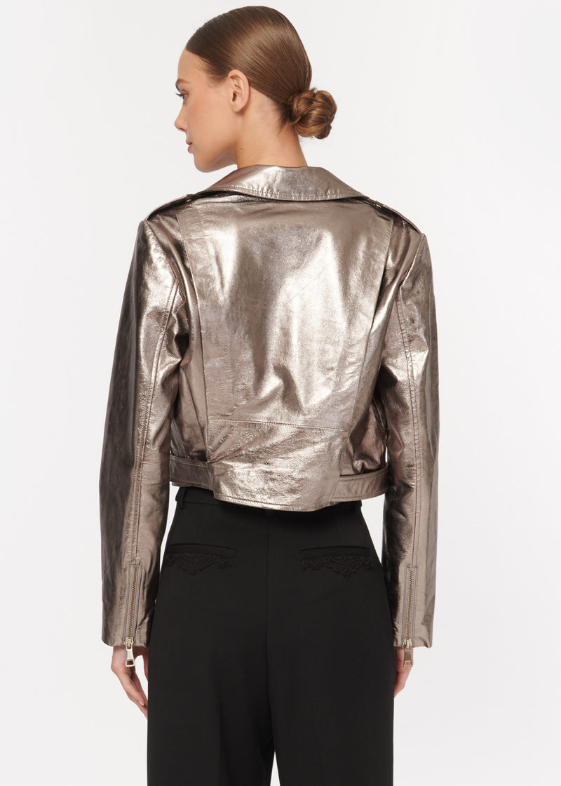 Kali Lamb Leather Jacket Metallic Fog