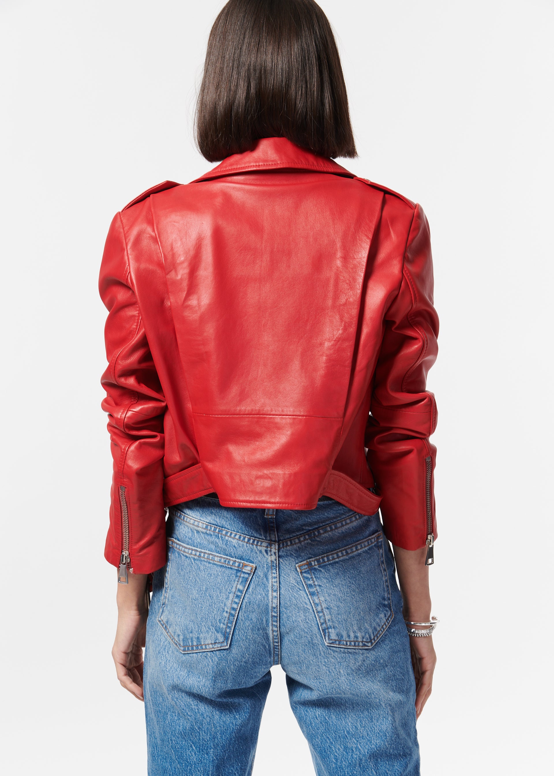 Kali Genuine Leather Jacket Scarlet – CAMI NYC