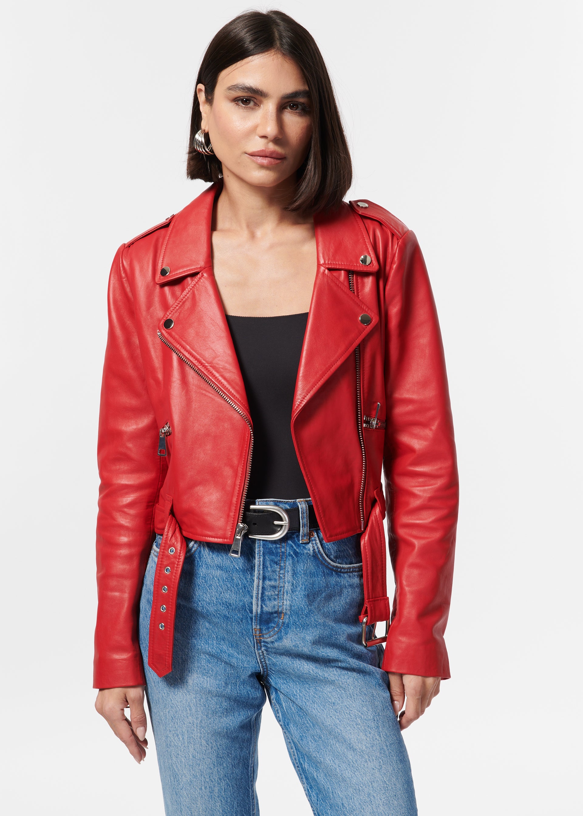 Kali Genuine Leather Jacket Scarlet