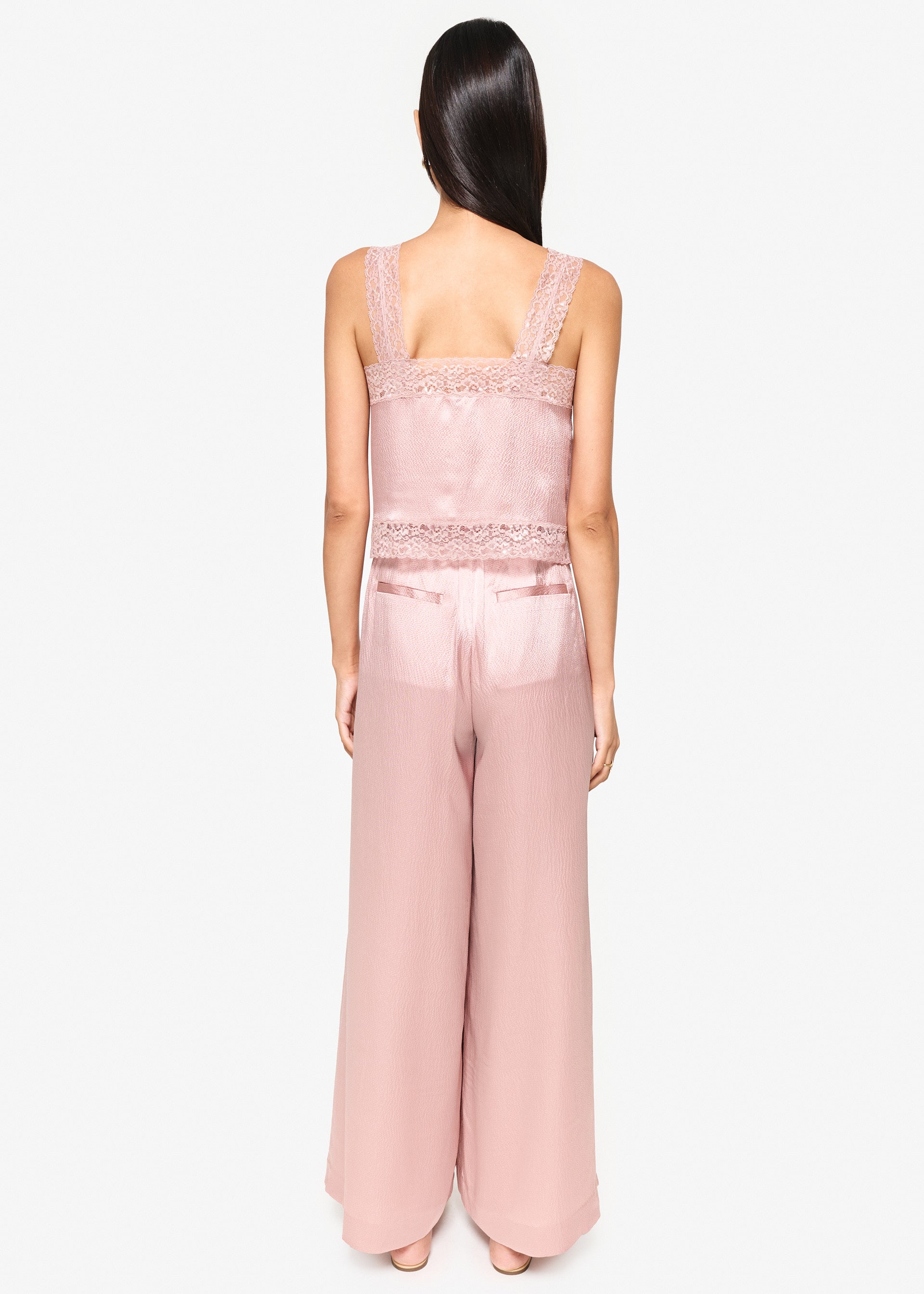 Fabian High Rise Hammered Silk Pant Begonia