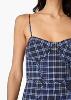 Palermo Cotton Maxi Dress Navy Plaid