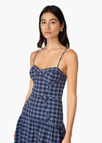 Palermo Cotton Maxi Dress Navy Plaid