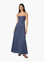 Palermo Cotton Maxi Dress Navy Plaid
