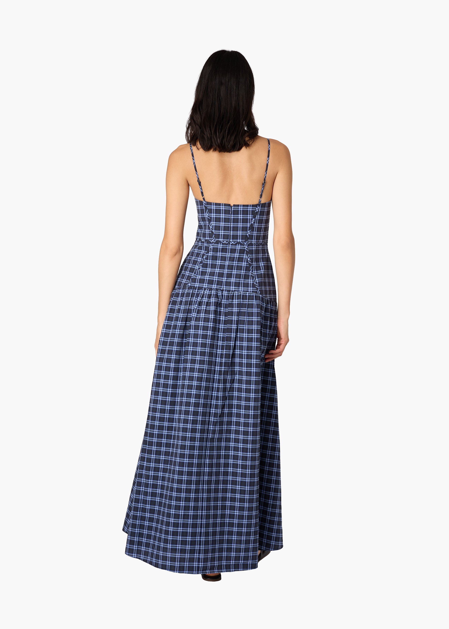 Palermo Cotton Maxi Dress Navy Plaid