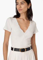 Sana Rib Knit Tee White