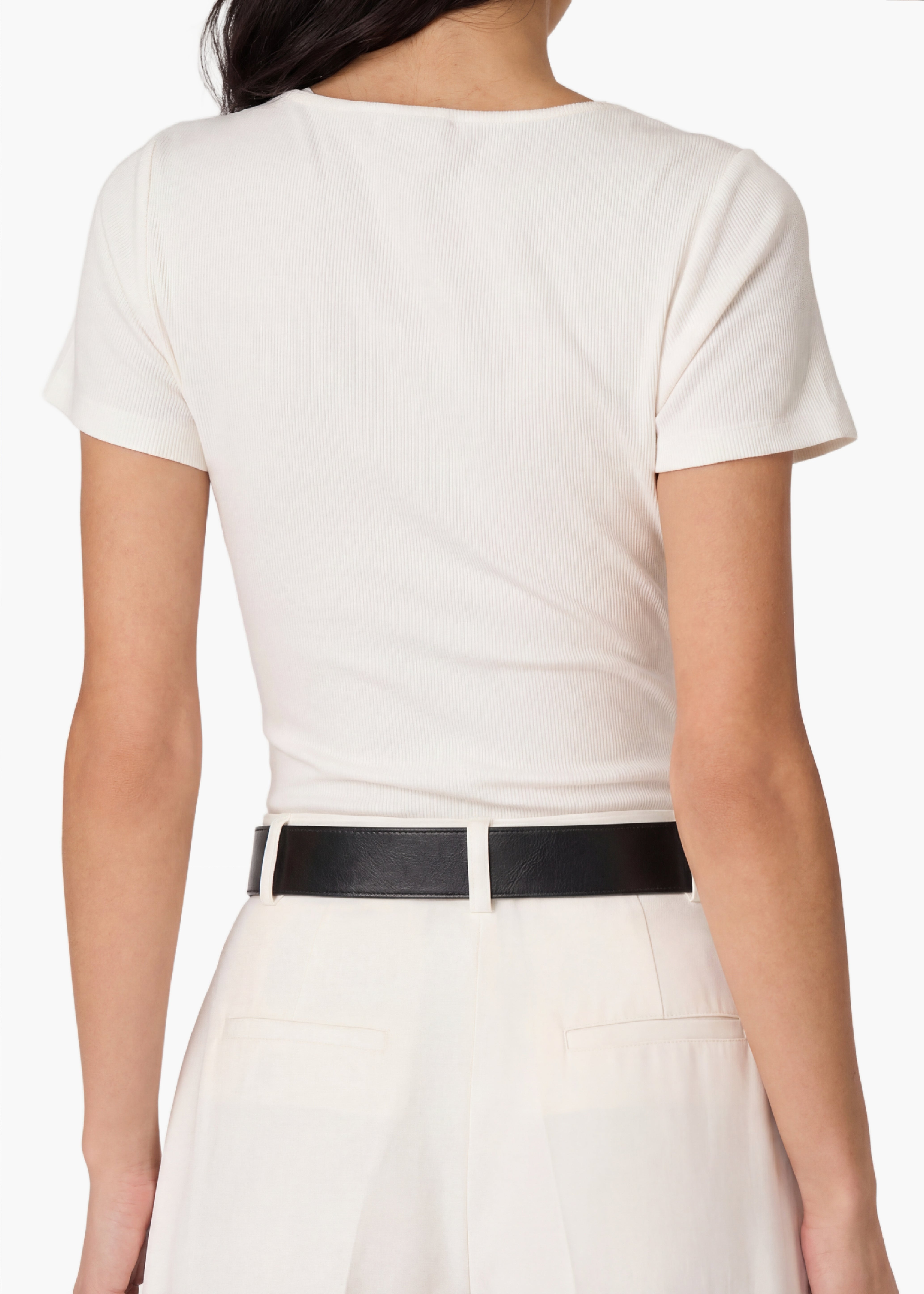 Sana Rib Knit Tee White – CAMI NYC