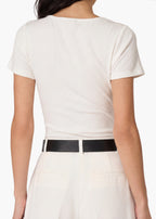Sana Rib Knit Tee White