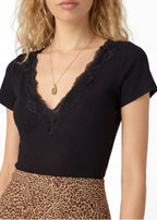 Sana Rib Knit Tee Black