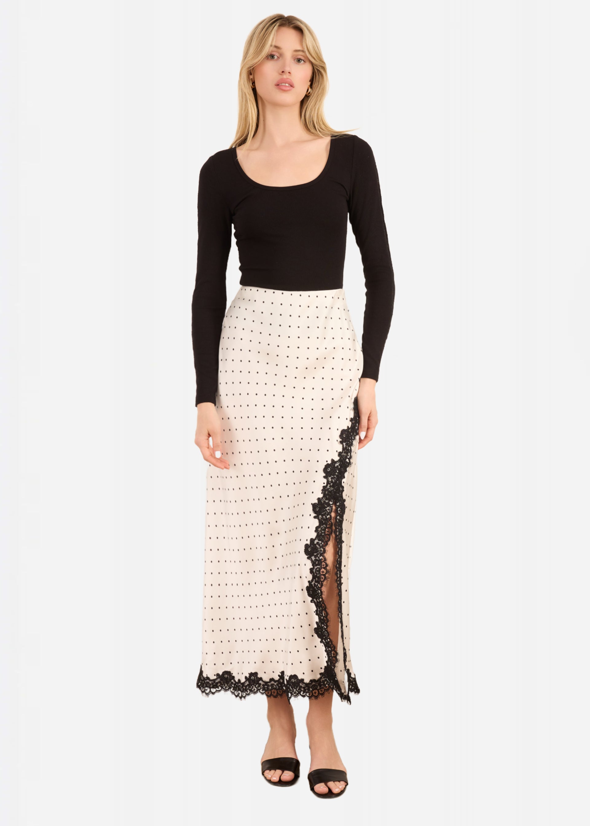 Skyler Rib Knit Top Black