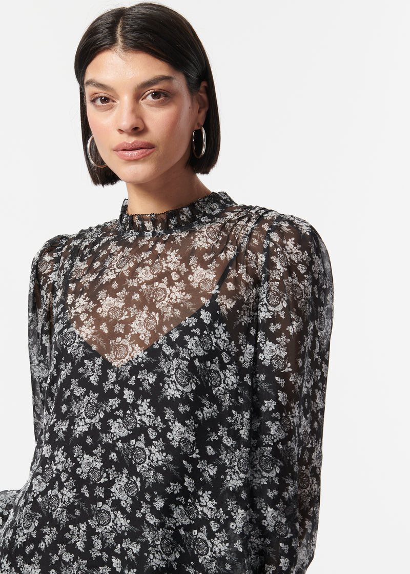 Nelly Top Black/White Toille