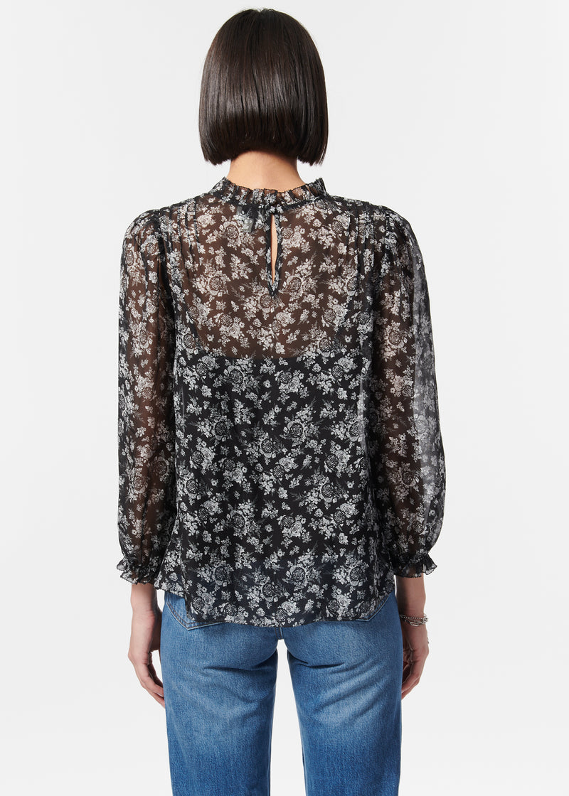 Nelly Top Black/White Toille