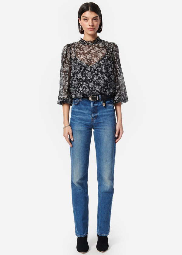 Nelly Top Black/White Toille